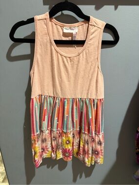 Matilda Jane 435 Peach Tank Top tunic  with Multicolor Floral Skirt